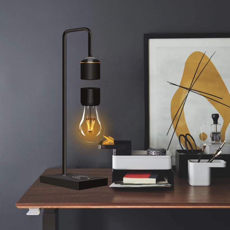 Levitating Floating LED Light Bulb Desk Lamp with Wireless Charging Base