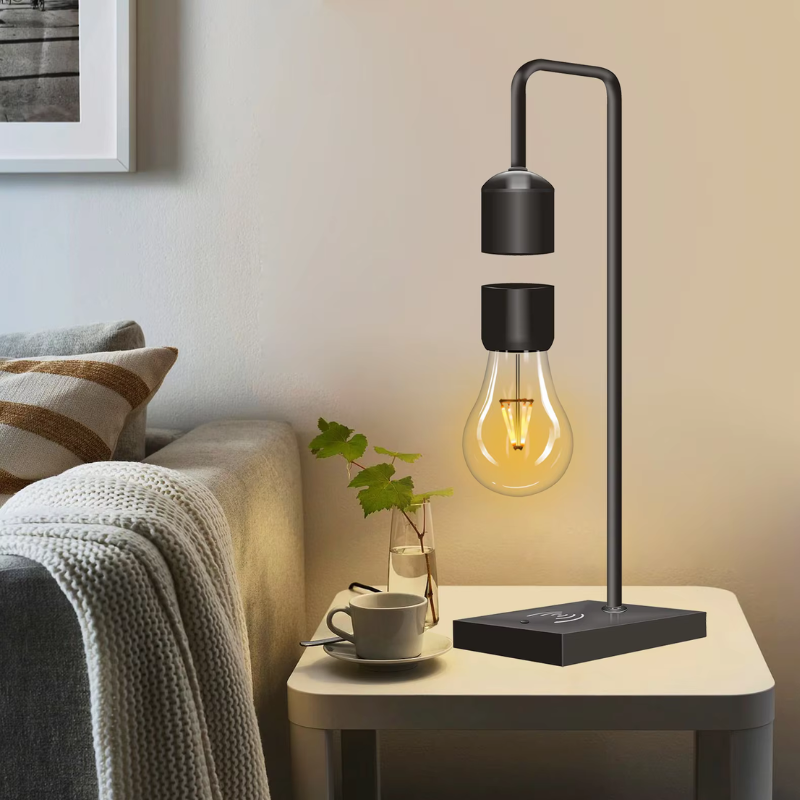 Levitating Floating LED Light Bulb Desk Lamp with Wireless Charging Base