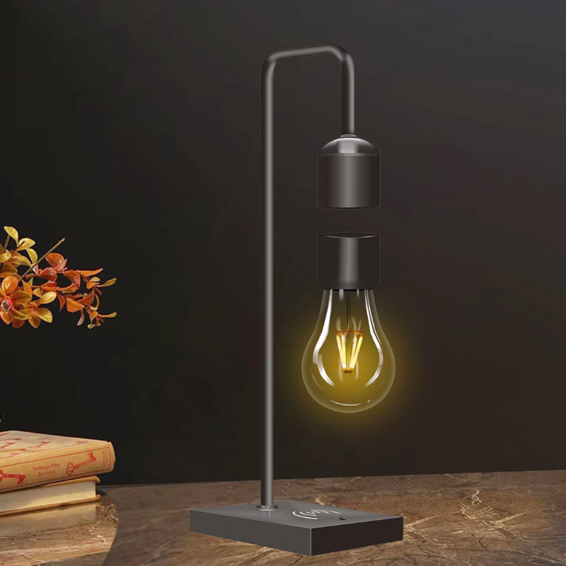 Levitating Floating LED Light Bulb Desk Lamp with Wireless Charging Base