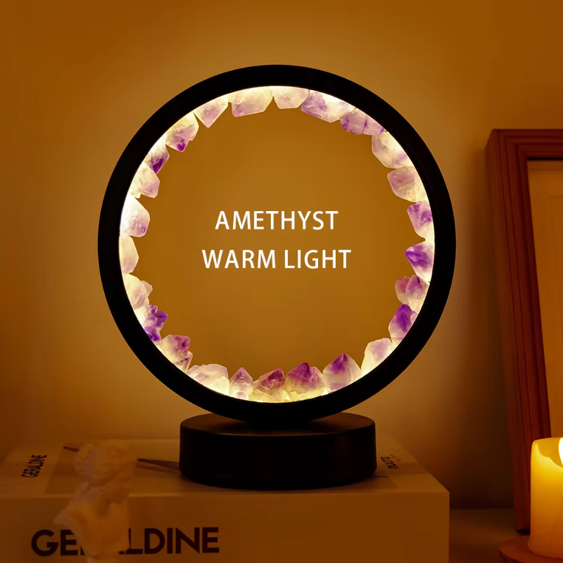 Natural Crystal Healing Lamp with LED Light for Bedroom and Office