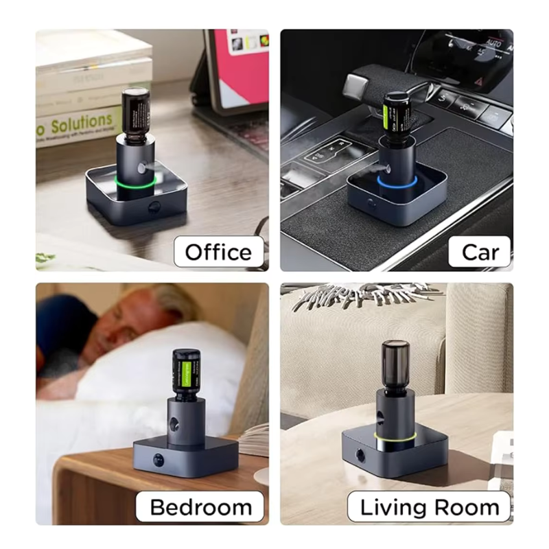 Waterless Essential Oil Diffuser with Motion Sensor – Portable Aluminum Nebulizing Scent Diffuser for Home, Car, Office, Travel – Fits 5ml to 30ml Bottles