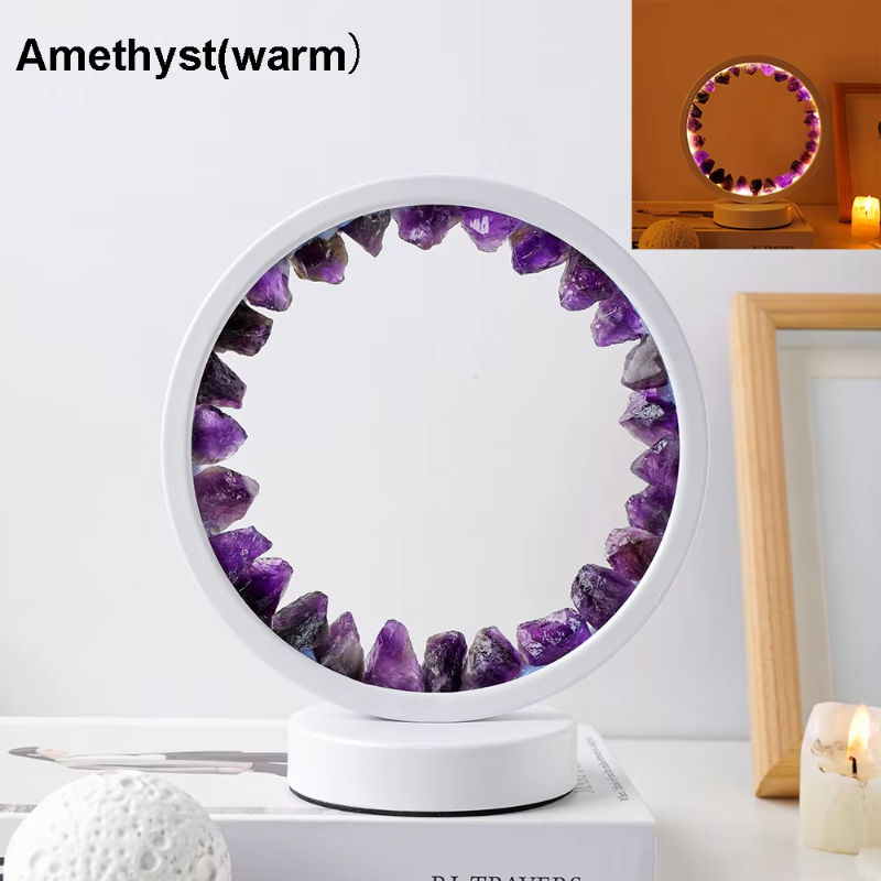 Natural Crystal Healing Lamp with LED Light for Bedroom and Office