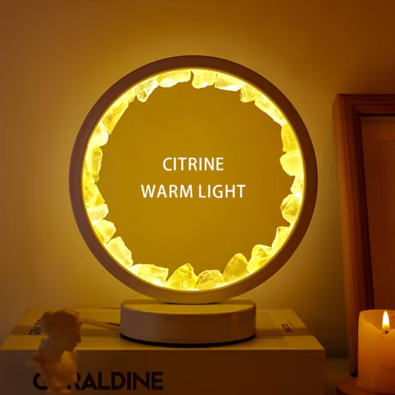 Natural Crystal Healing Lamp with LED Light for Bedroom and Office
