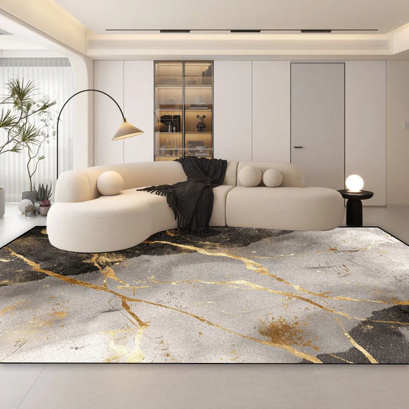 Soft Modern Marble Pattern Carpet with Anti-Slip Backing