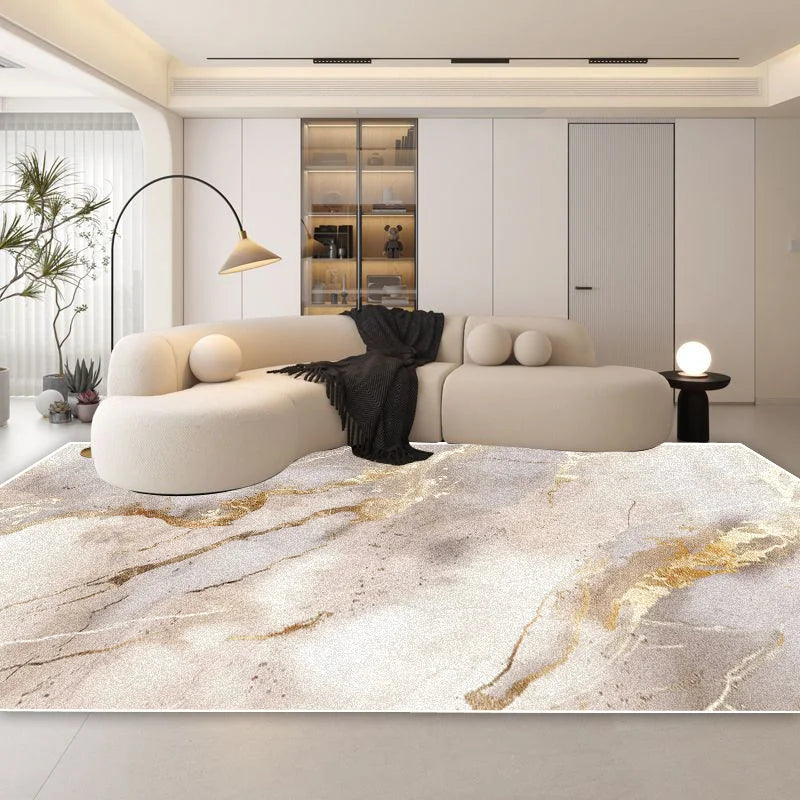 Soft Modern Marble Pattern Carpet with Anti-Slip Backing