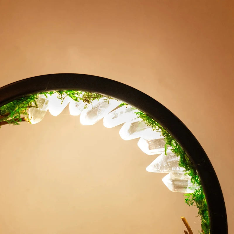 Natural Crystal LED Bedside Lamp - Raw Stone Mushroom Forest