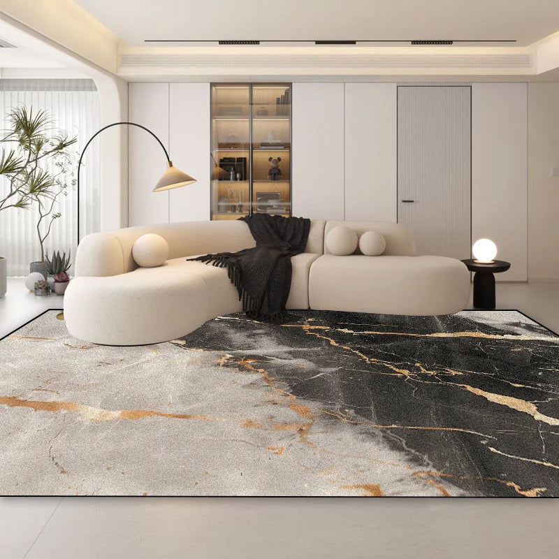 Soft Modern Marble Pattern Carpet with Anti-Slip Backing