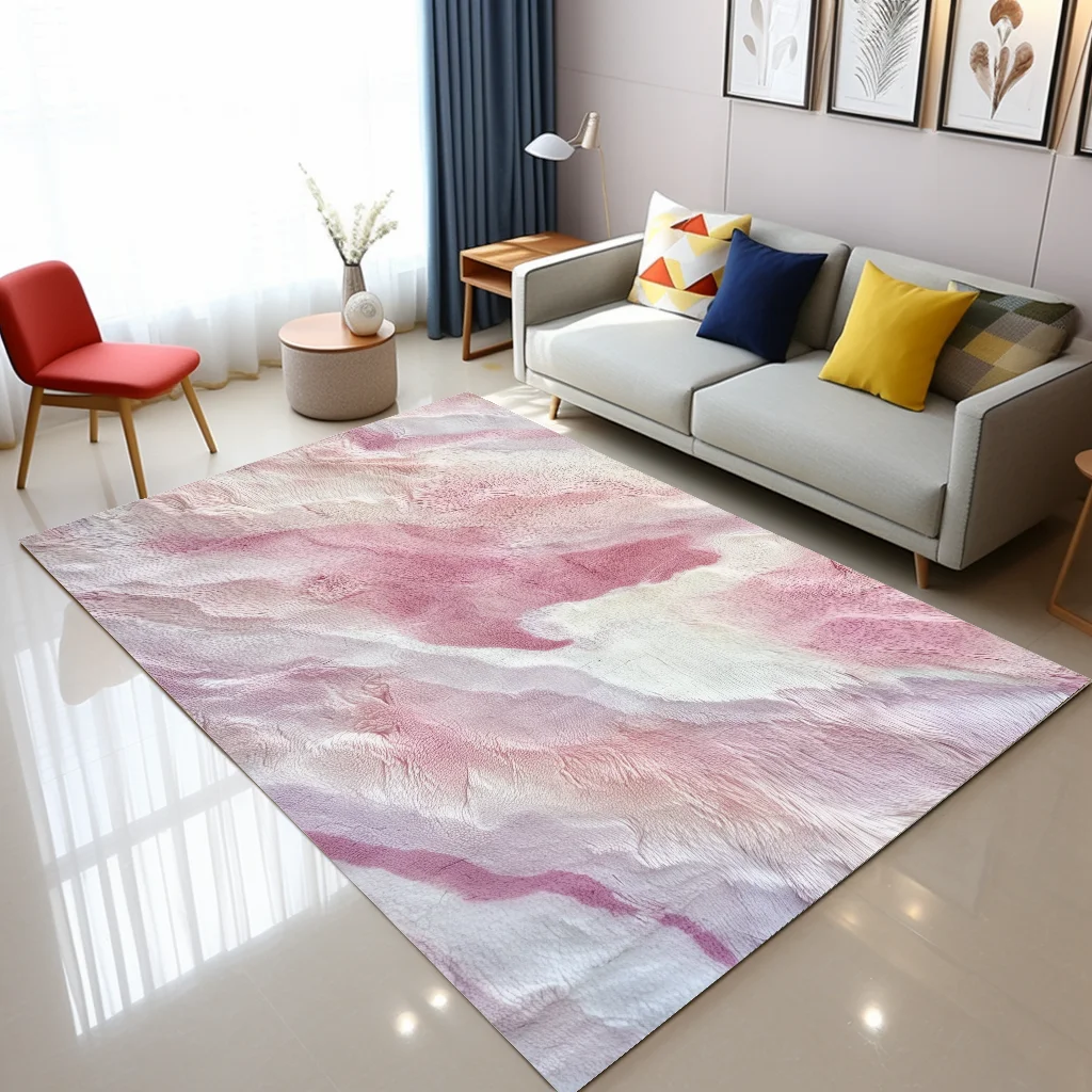 Pink Abstract Watercolor Art Non-Slip Rug for Living Room or Bedroom