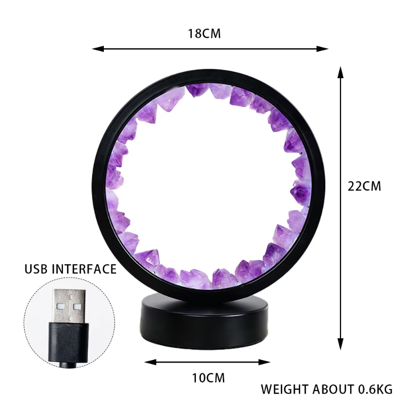 Natural Crystal Healing Lamp with LED Light for Bedroom and Office
