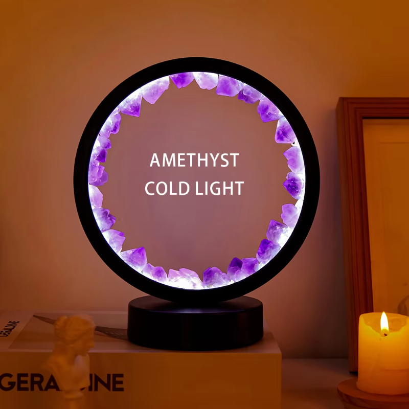 Natural Crystal Healing Lamp with LED Light for Bedroom and Office