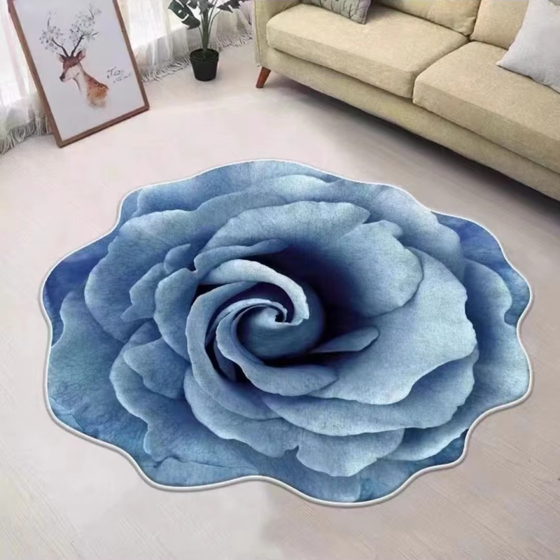 Fluffy Flower Shaped Rug with Non-Slip Backing for Bedroom or Living Room