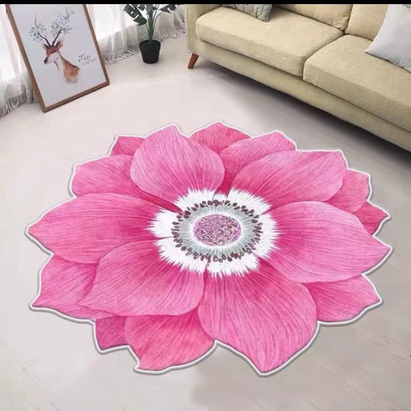 Fluffy Flower Shaped Rug with Non-Slip Backing for Bedroom or Living Room