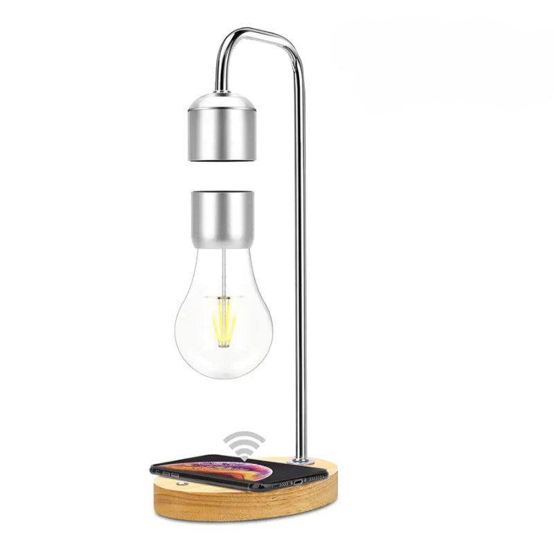 Levitating Floating LED Light Bulb Desk Lamp with Wireless Charging Base