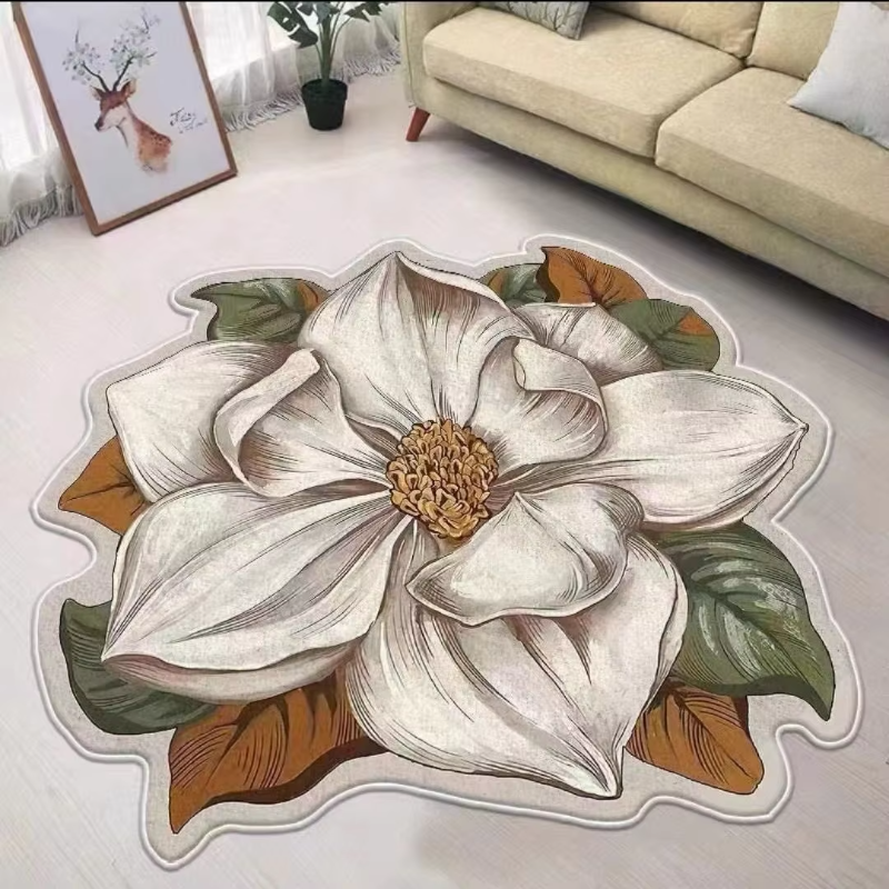 Fluffy Flower Shaped Rug with Non-Slip Backing for Bedroom or Living Room