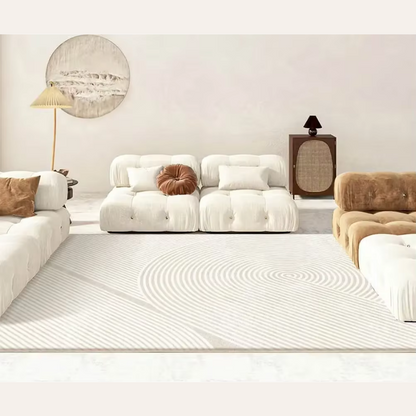 Beige Abstract Line Art Rug Modern Soft Non-Slip Carpet for Living Room or Bedroom