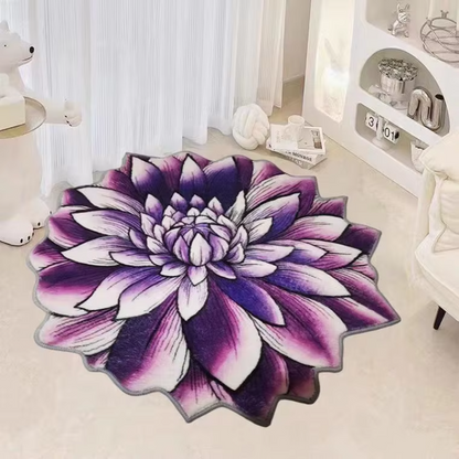 Fluffy Flower Shaped Rug with Non-Slip Backing for Bedroom or Living Room