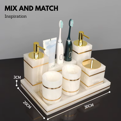 Luxury White Onyx Marble Bathroom Accessories – Mix and Match