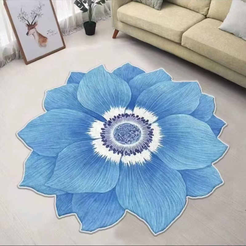 Fluffy Flower Shaped Rug with Non-Slip Backing for Bedroom or Living Room