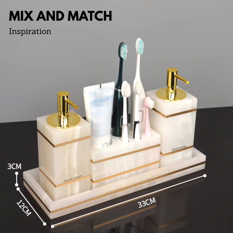 Luxury White Onyx Marble Bathroom Accessories – Mix and Match