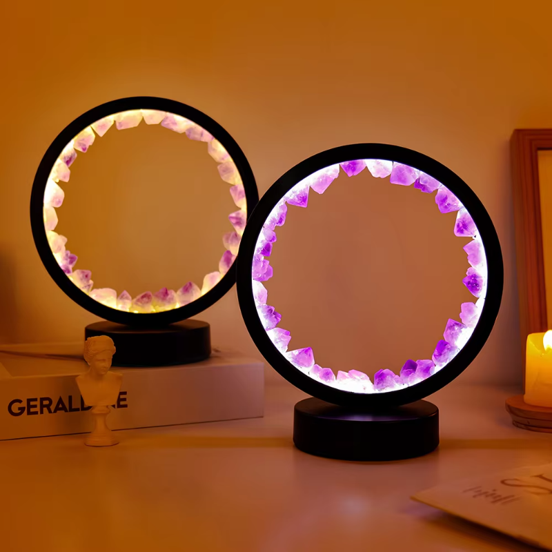 Natural Crystal Healing Lamp with LED Light for Bedroom and Office