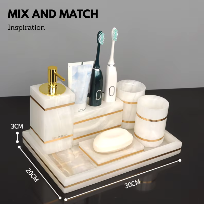 Luxury White Onyx Marble Bathroom Accessories – Mix and Match