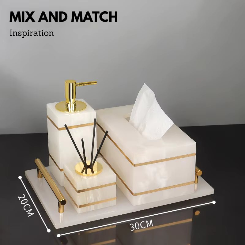 Luxury White Onyx Marble Bathroom Accessories – Mix and Match