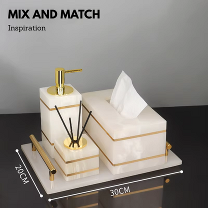 Luxury White Onyx Marble Bathroom Accessories – Mix and Match
