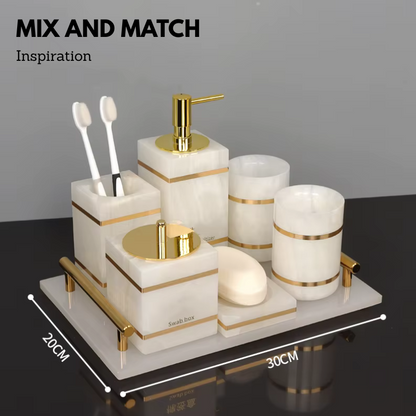 Luxury White Onyx Marble Bathroom Accessories – Mix and Match
