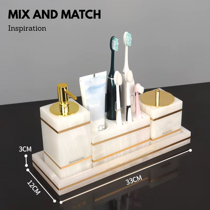 Luxury White Onyx Marble Bathroom Accessories – Mix and Match