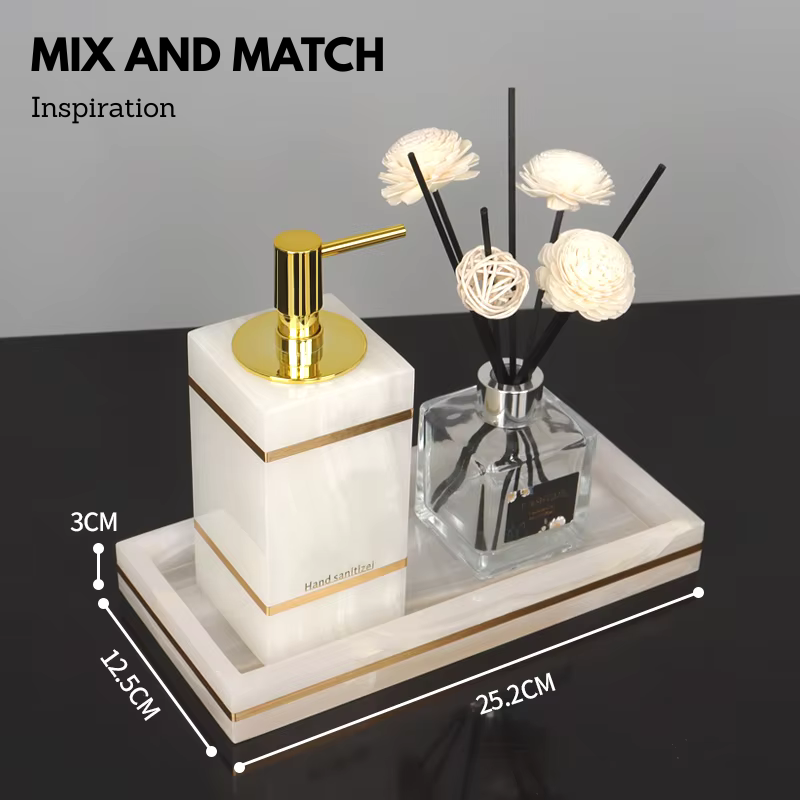 Luxury White Onyx Marble Bathroom Accessories – Mix and Match