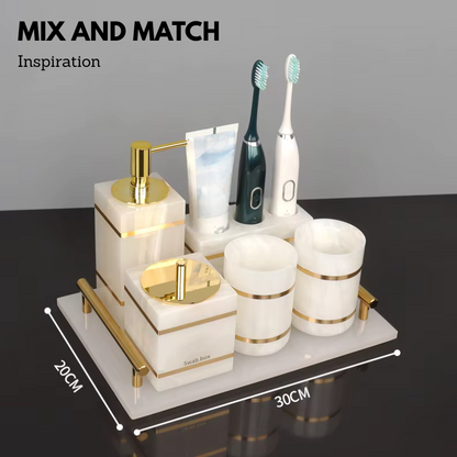 Luxury White Onyx Marble Bathroom Accessories – Mix and Match