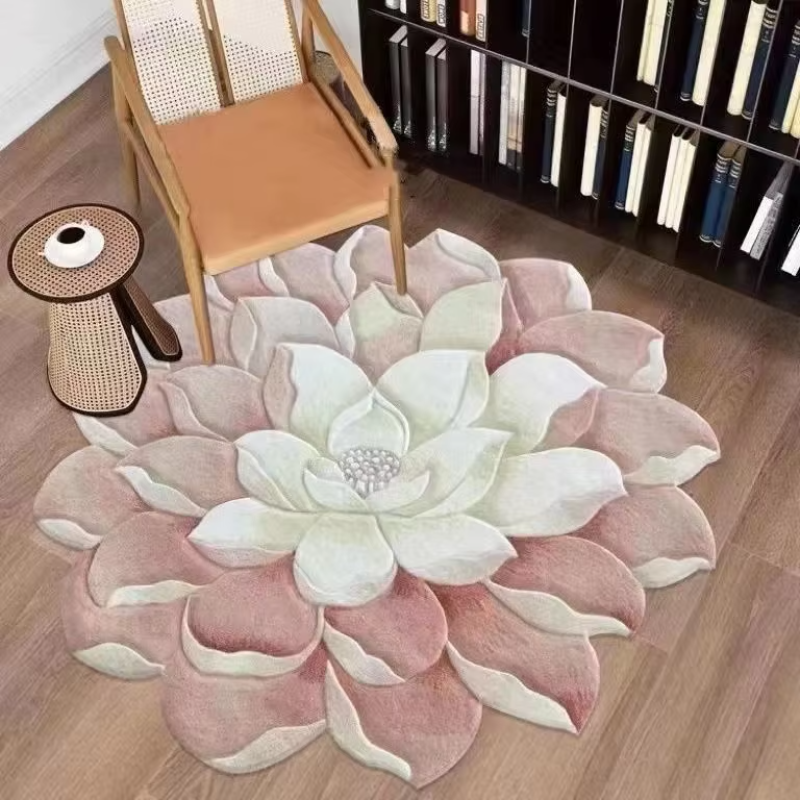 Fluffy Flower Shaped Rug with Non-Slip Backing for Bedroom or Living Room