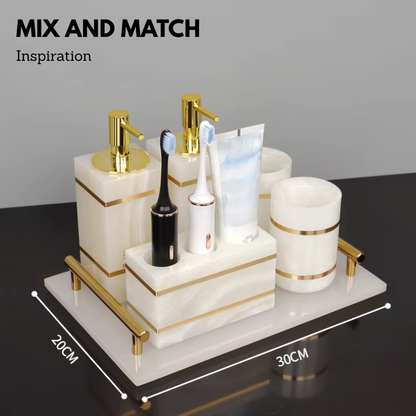 Luxury White Onyx Marble Bathroom Accessories – Mix and Match