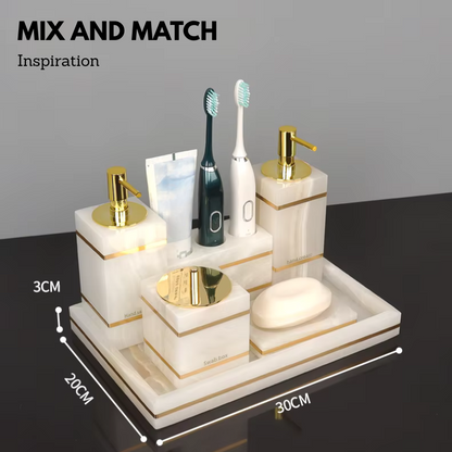 Luxury White Onyx Marble Bathroom Accessories – Mix and Match