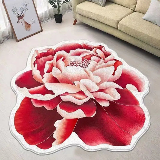 Fluffy Flower Shaped Rug with Non-Slip Backing for Bedroom or Living Room