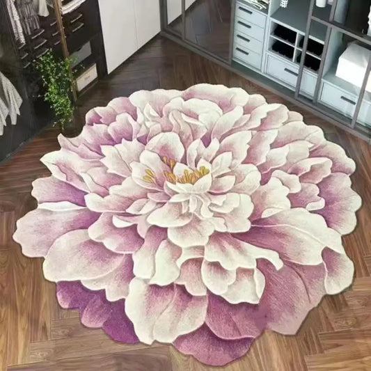 Fluffy Flower Shaped Rug with Non-Slip Backing for Bedroom or Living Room