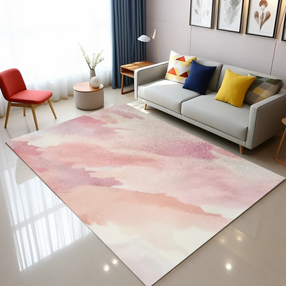 Pink Abstract Watercolor Art Non-Slip Rug for Living Room or Bedroom