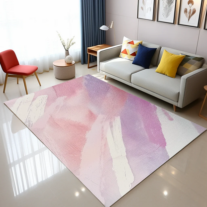 Pink Abstract Watercolor Art Non-Slip Rug for Living Room or Bedroom