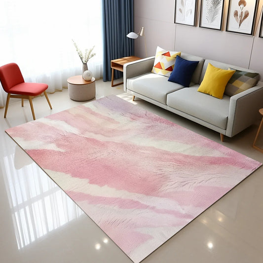Pink Abstract Watercolor Art Non-Slip Rug for Living Room or Bedroom