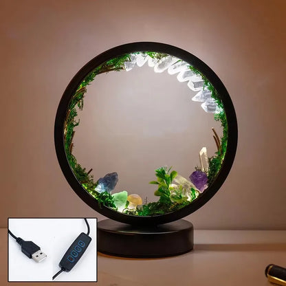 Natural Crystal LED Bedside Lamp - Raw Stone Mushroom Forest