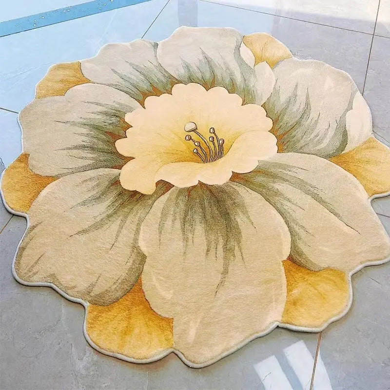Fluffy Flower Shaped Rug with Non-Slip Backing for Bedroom or Living Room