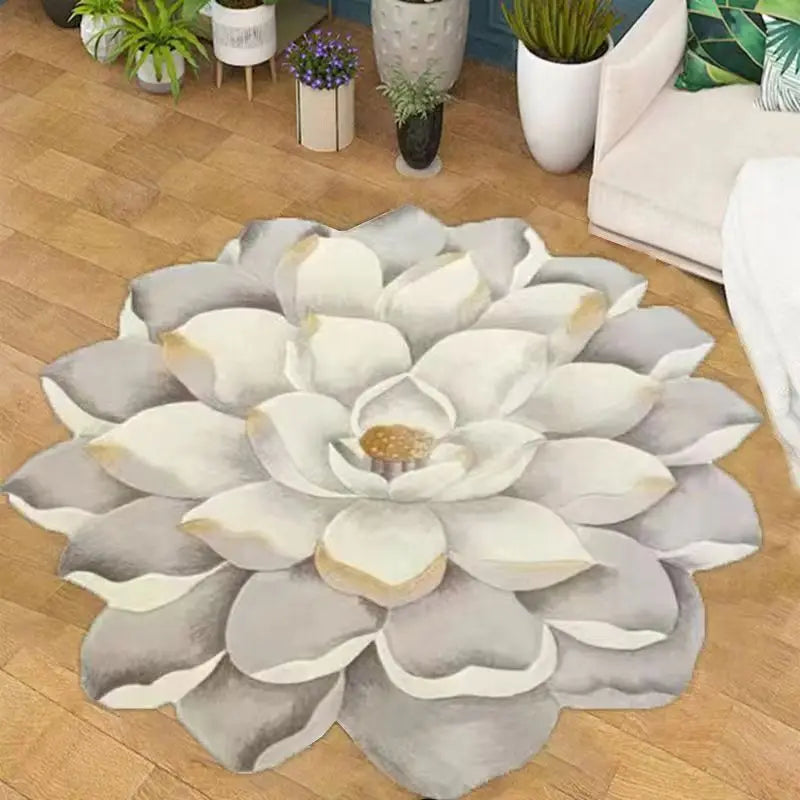 Fluffy Flower Shaped Rug with Non-Slip Backing for Bedroom or Living Room