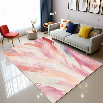 Pink Abstract Watercolor Art Non-Slip Rug for Living Room or Bedroom