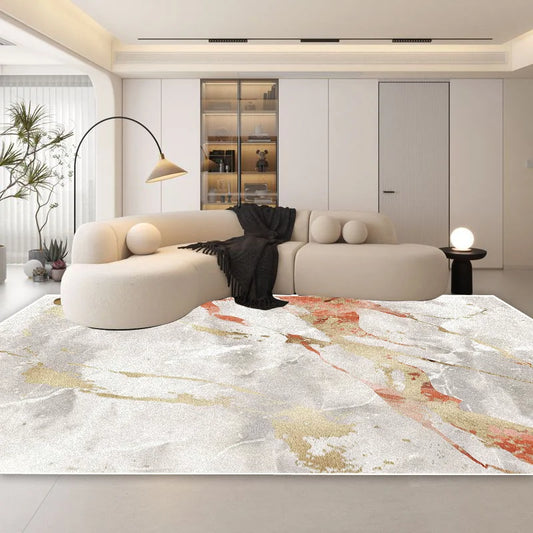 Soft Modern Marble Pattern Carpet with Anti-Slip Backing