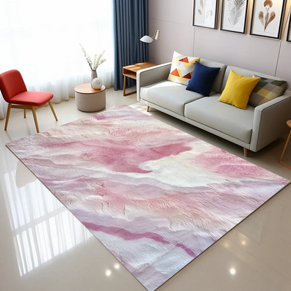 Pink Abstract Watercolor Art Non-Slip Rug for Living Room or Bedroom