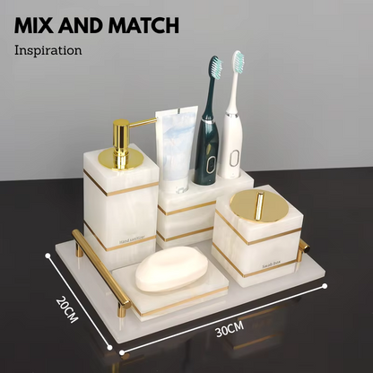 Luxury White Onyx Marble Bathroom Accessories – Mix and Match