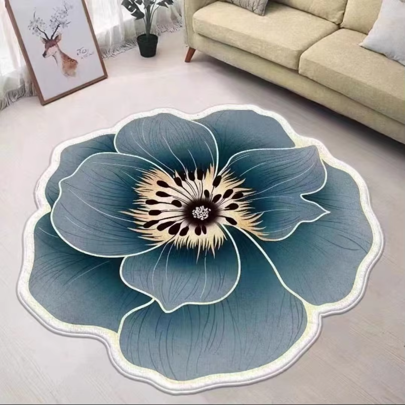 Fluffy Flower Shaped Rug with Non-Slip Backing for Bedroom or Living Room