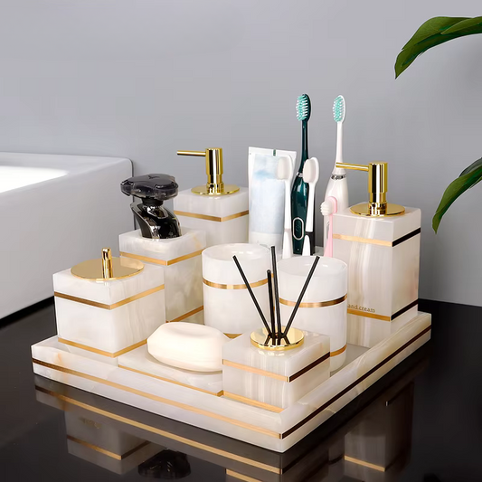 Luxury White Onyx Marble Bathroom Accessories – Mix and Match