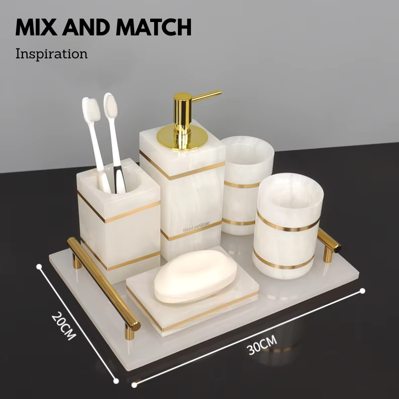 Luxury White Onyx Marble Bathroom Accessories – Mix and Match