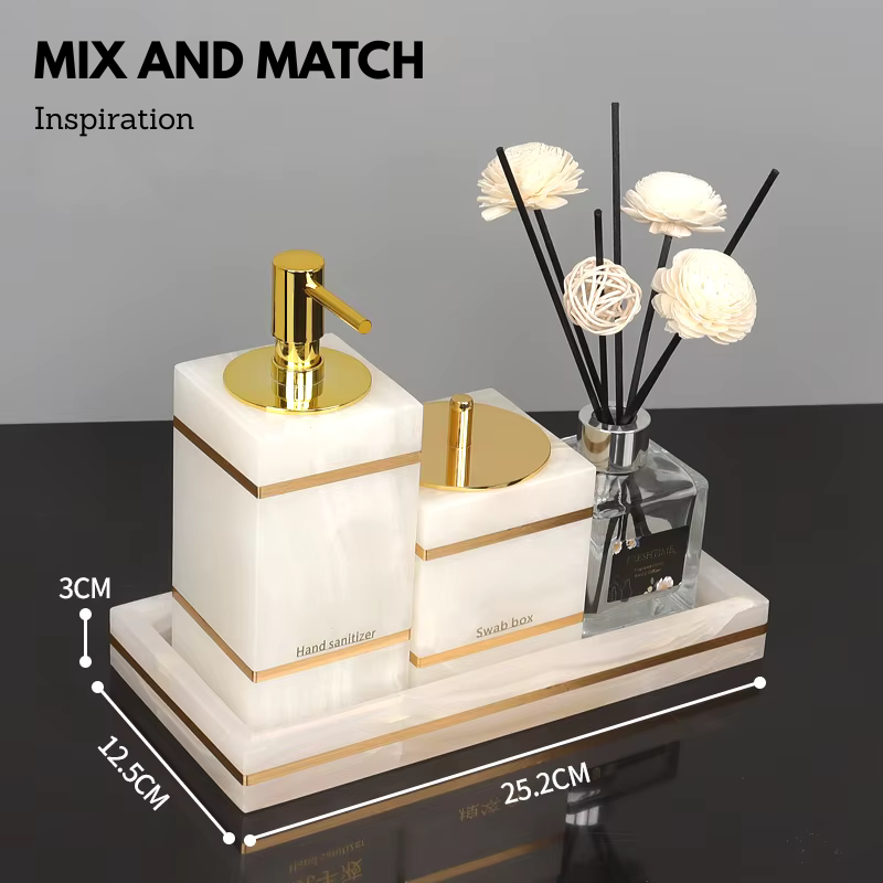 Luxury White Onyx Marble Bathroom Accessories – Mix and Match